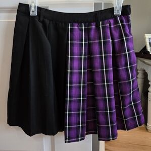 Hot Topic Black and Purple Plaid Skirt